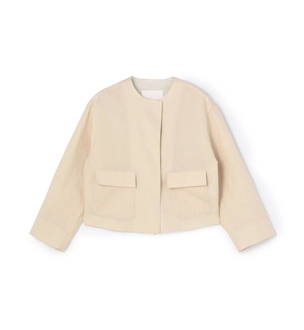 Ballsey「リネンコットンムーブ クルーネックジャケット」|ノーカラージャケット|41 ライトベージュ