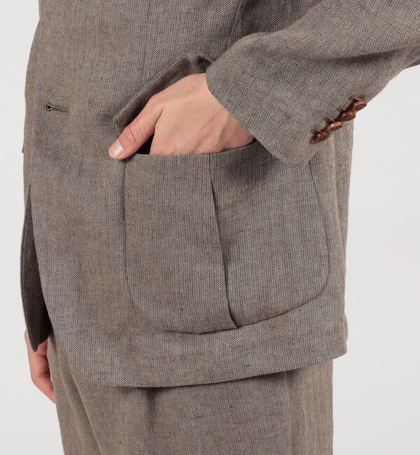 TOMORROWLAND MENS「リネン ヘリンボーン サファリジャケット」|テーラードジャケット|