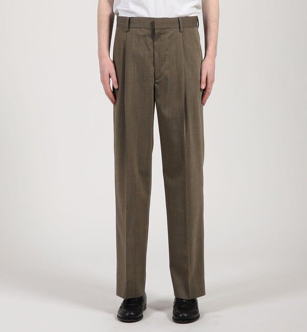 TOMORROWLAND MENS「ウールナイロン 1プリーツ ストレート バレルパンツ」|スラックス|