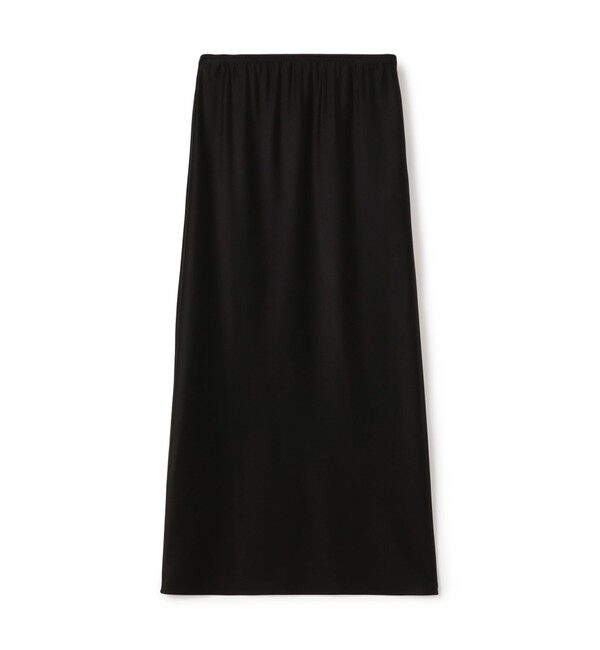DES PRES「シルクストレッチサテン エラスティックストレートスカート」|タイト|19 ブラック
