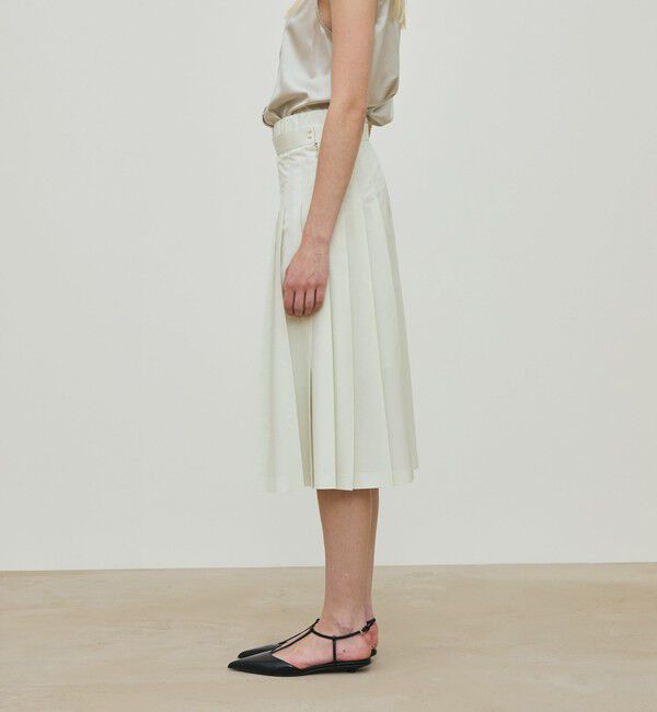 DES PRES「スビンコットンツイル プリーツスカート」|フレア|