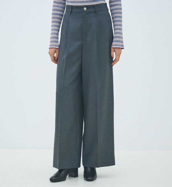 MACPHEE「ウールナチュラルストレッチ タックストレートパンツ」|スラックス|