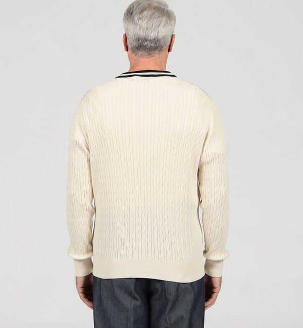 TOMORROWLAND MENS「コットンシルク Vネックプルオーバー ケーブルニット」|ニット・セーター|