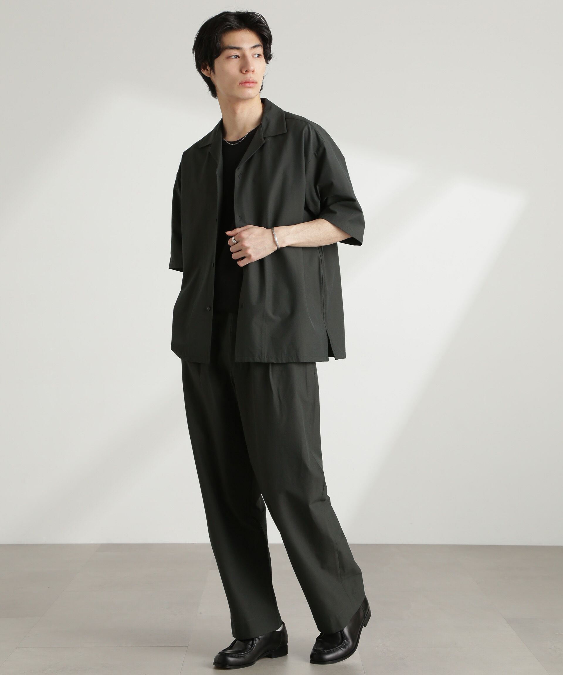 nano･universe「ストレッチワイドイージーパンツ(セットアップ可)」|チノ|