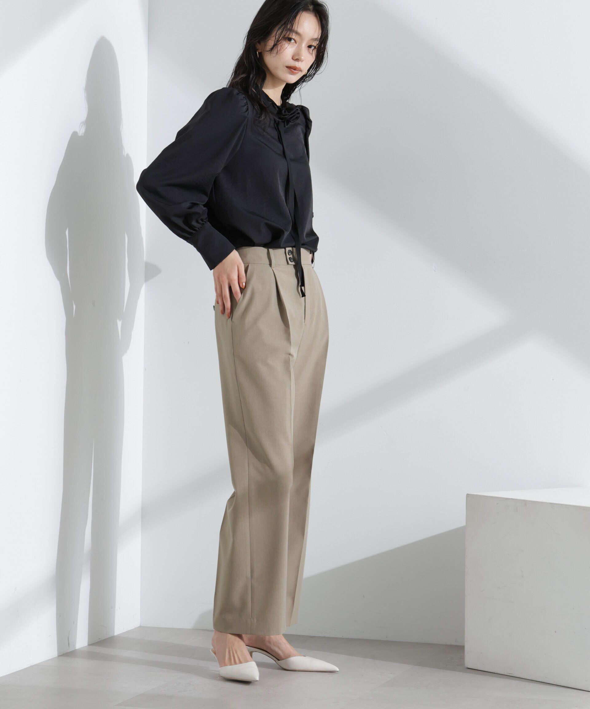 nano･universe「ライトファンクション タックセミワイドパンツ(セットアップ可)」|チノ|