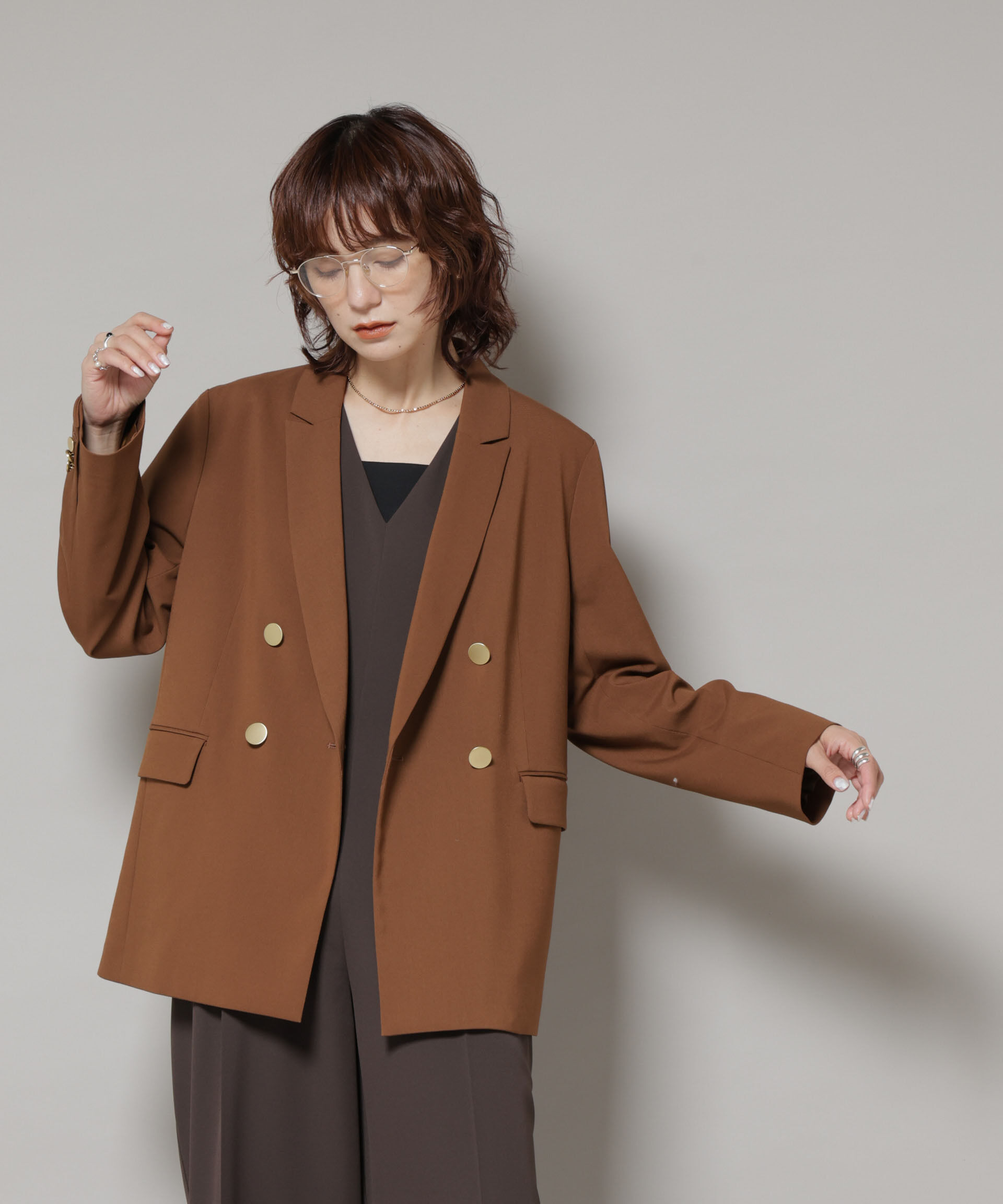 nano･universe「ドライウェザーストレッチダブルジャケット(セットアップ可)」|テーラードジャケット|