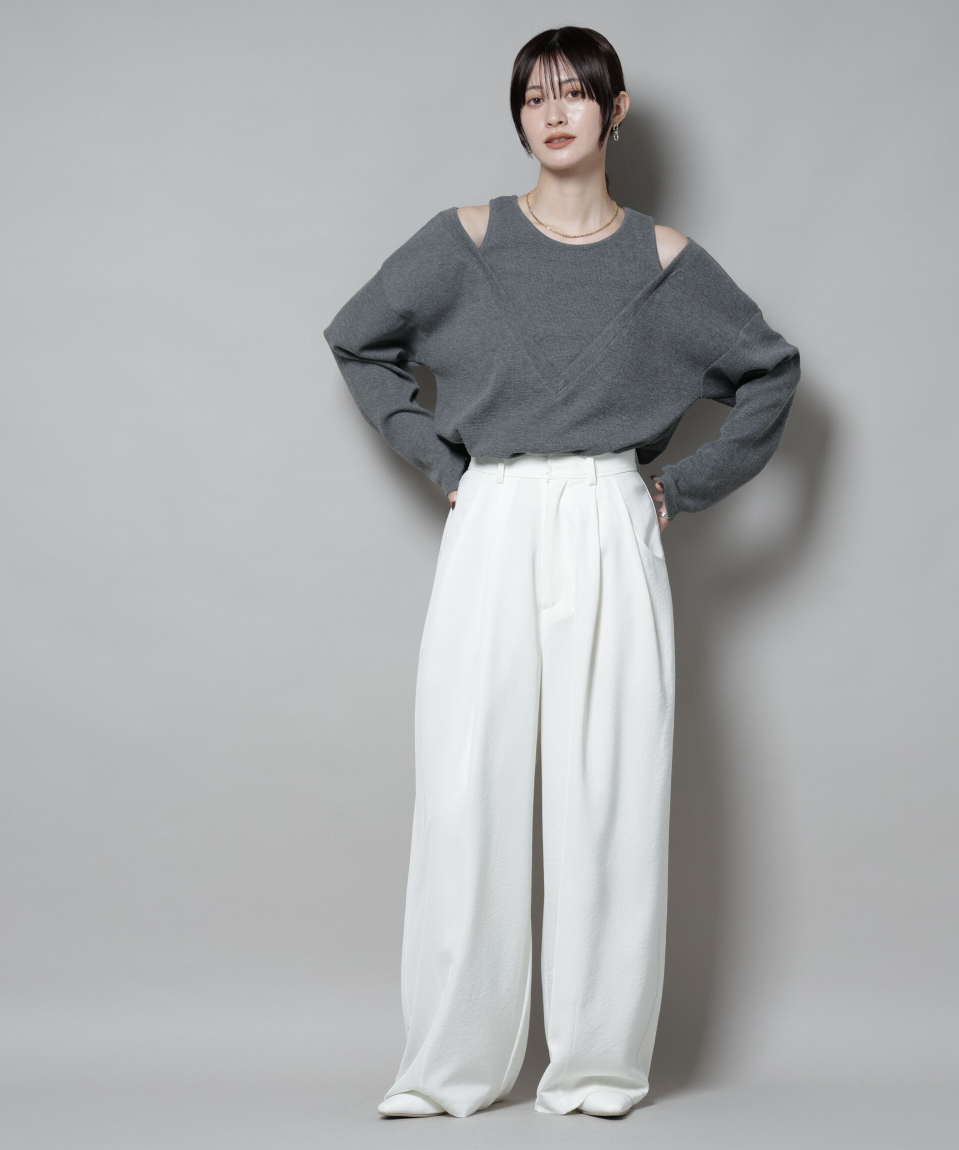 nano･universe「フェイクレイヤードワッフルカットトップス」|Tシャツ・カットソー|