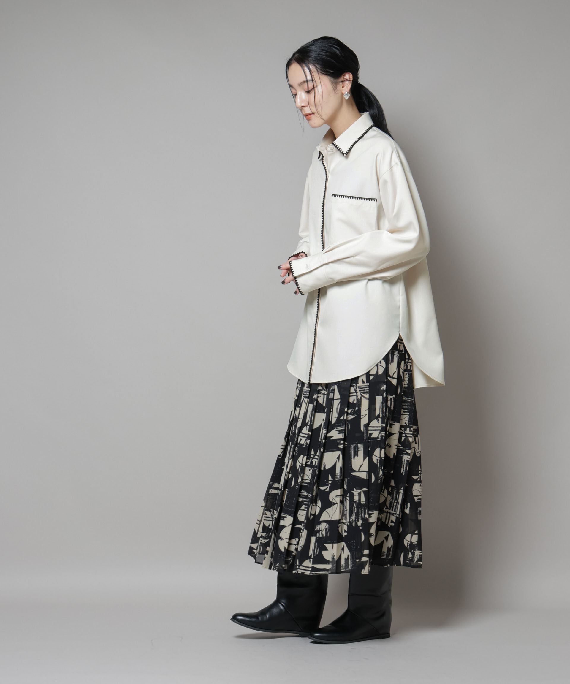 nano･universe「トリミング刺繍ツイルシャツ」|シャツ・ブラウス|