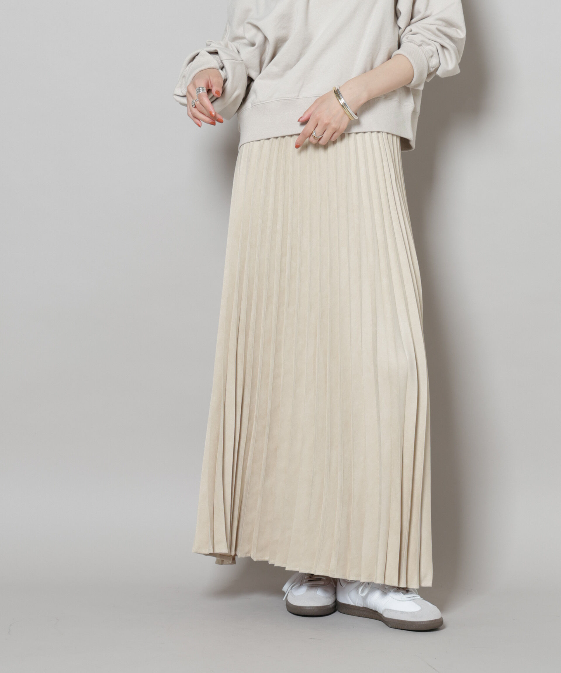 nano･universe「フェイクスエードプリーツスカート(セットアップ可)」|スカート|