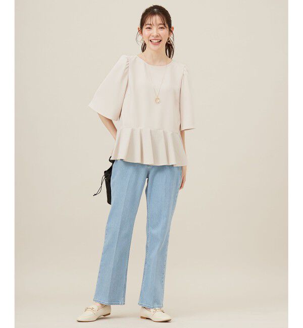 ANY SIS「【美Denimシリーズ】センタープレスセミフレア デニム」|デニム|