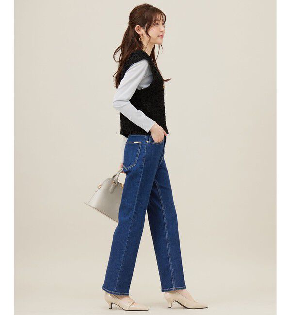 ANY SIS「【美Denimシリーズ】センタープレスセミフレア デニム」|デニム|