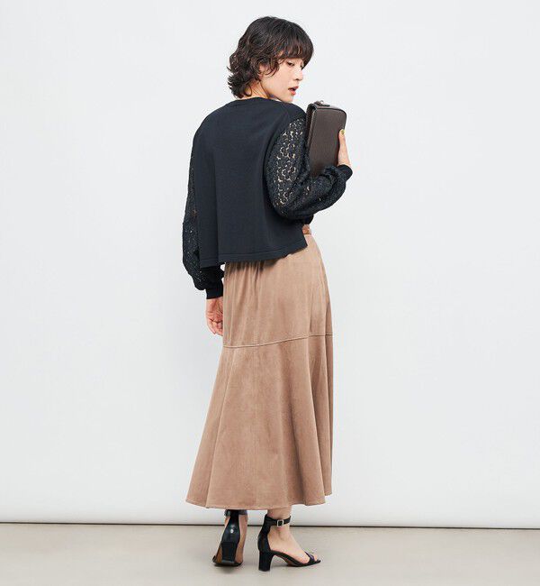 NOLLEY'S「《手洗い可能》フラワー刺繍生地袖クルーネックカーディガン」|カーディガン|