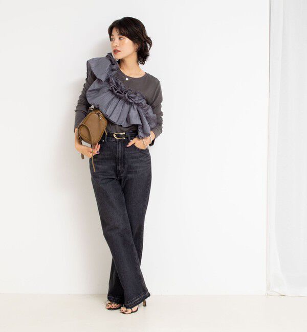 Rie Miller「3WAYリブフリルロンT」|Tシャツ・カットソー|