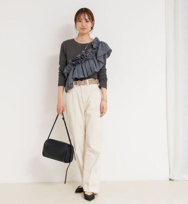 Rie Miller「3WAYリブフリルロンT」|Tシャツ・カットソー|