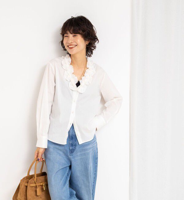 NOLLEY'S「Vネックタックギャザーパーツブラウス」|シャツ・ブラウス|