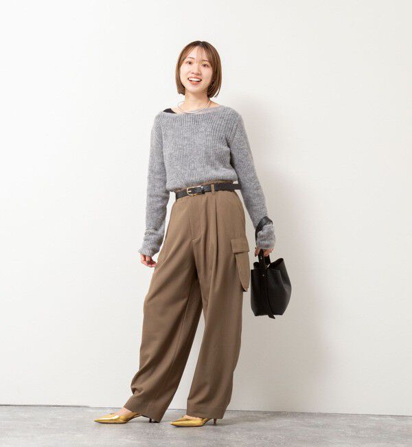 Rie Miller「シアーモヘヤ2WAYリブボートネックカーディガン」|カーディガン|