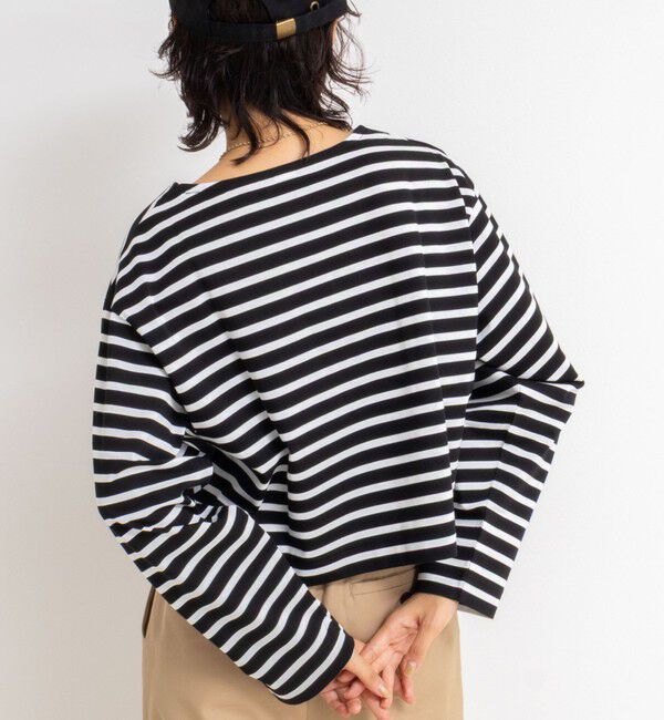 NOLLEY'S「nolnol ウォッシャブルMVSシルケットボーダーショートT」|Tシャツ・カットソー|