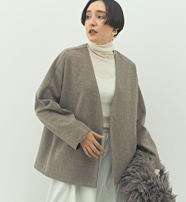 NOLLEY'S「ウォッシャブルストレッチジャージハオリ」|ブルゾン・スタジャン|ブラウンベージュ系1