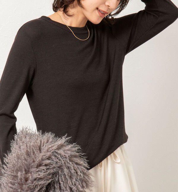 NOLLEY'S「MY STANDARD ウォッシャブルリブクルーネックロンT」|Tシャツ・カットソー|ダークブラウン