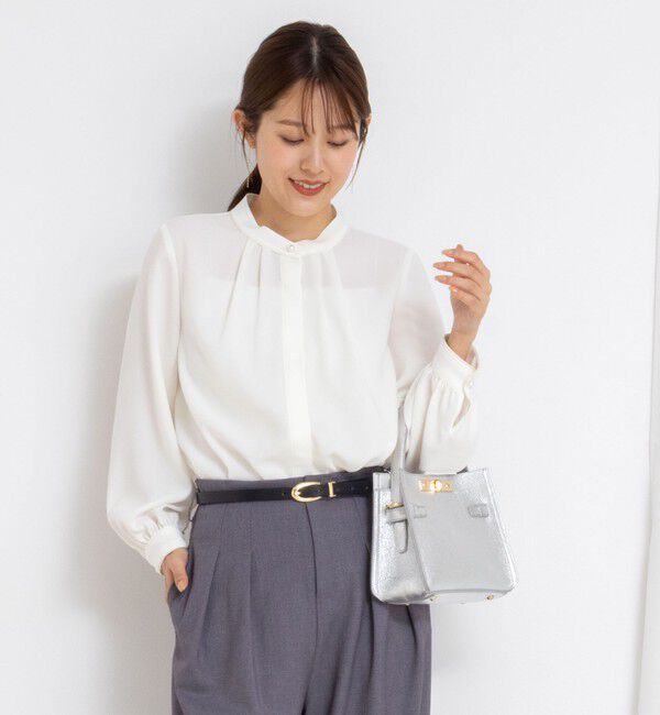 NOLLEY'S sophi「ウォッシャブルバックサテンパール釦タックブラウス」|シャツ・ブラウス|