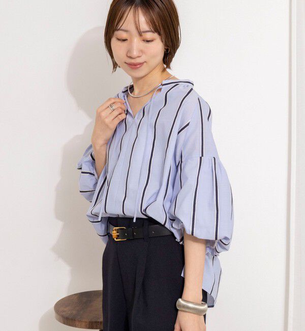 NOLLEY'S「ウォッシャブルドビーストライプブラウス」|シャツ・ブラウス|