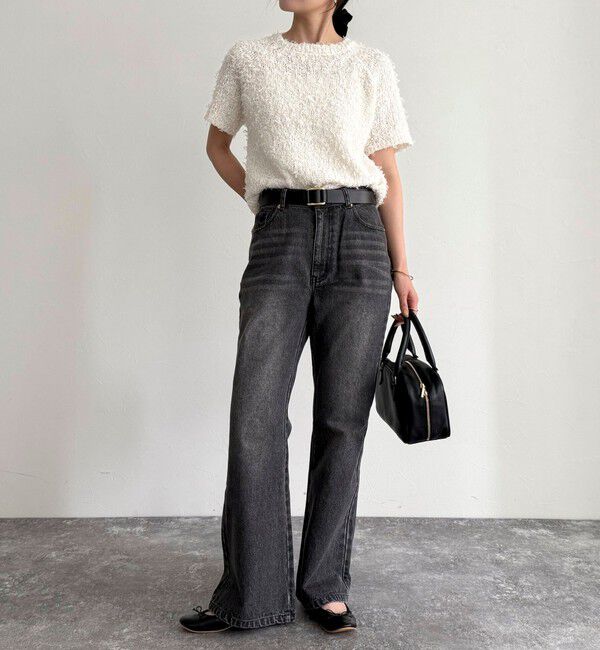 fredy emue「チュールテープ半袖ニットプルオーバー」|ニット・セーター|