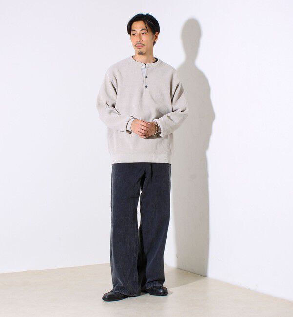 GLOSTER「【昨年人気アイテム再登場！チクチクしないニット】モールバックボーダー ヘンリーネックニット」|ニット・セーター|