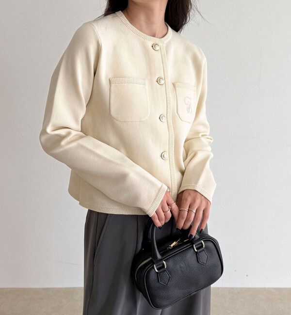 fredy emue「刺繍入りコンパクトニットジャケット」|カーディガン|