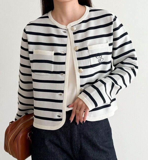 fredy emue「刺繍入りコンパクトニットジャケット」|カーディガン|