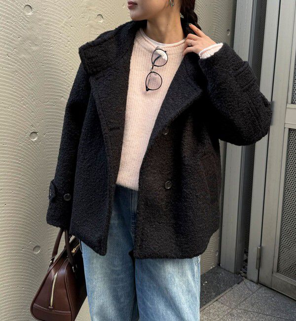 fredy emue「ループシャギースタンドカラーコート」|その他|ブラック