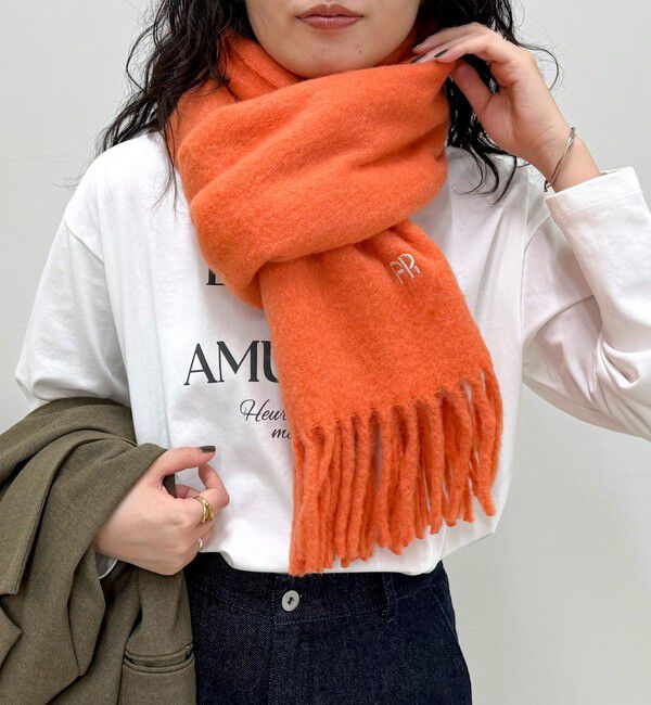 fredy emue「ライトブークレ無地マフラー45」|マフラー|オレンジ