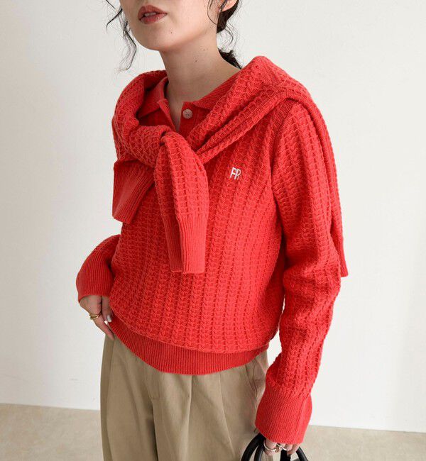 fredy emue「FR刺繍ケーブル柄ポロ衿ニットプルオーバー」|ニット・セーター|