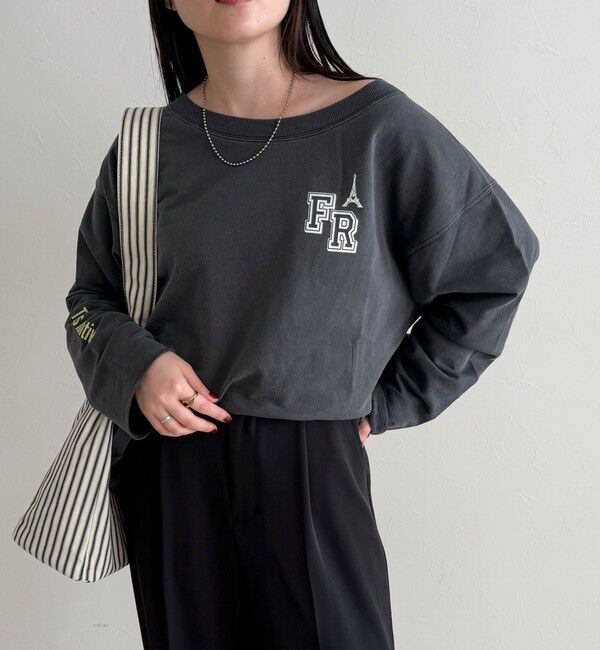 fredy emue「ヴィンテージ加工裏毛オフショルプルオーバー」|Tシャツ・カットソー|チャコールグレー