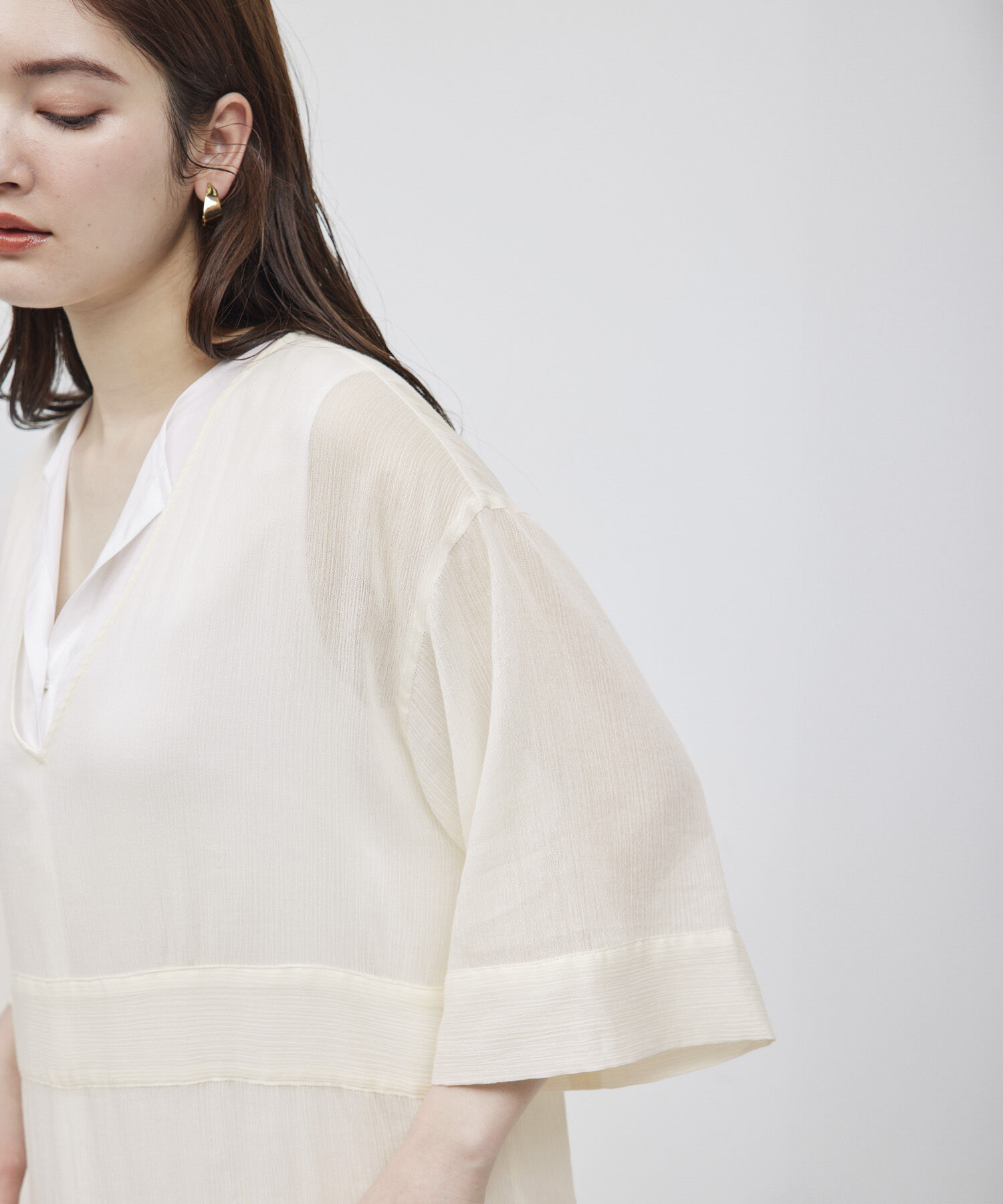 ROPE「シャドーストライプ/楊柳 レイヤードワンピース」|ワンピース|