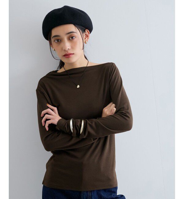 VIS「【洗える】ドレープオフショルダーロングTシャツ」|Tシャツ・カットソー|