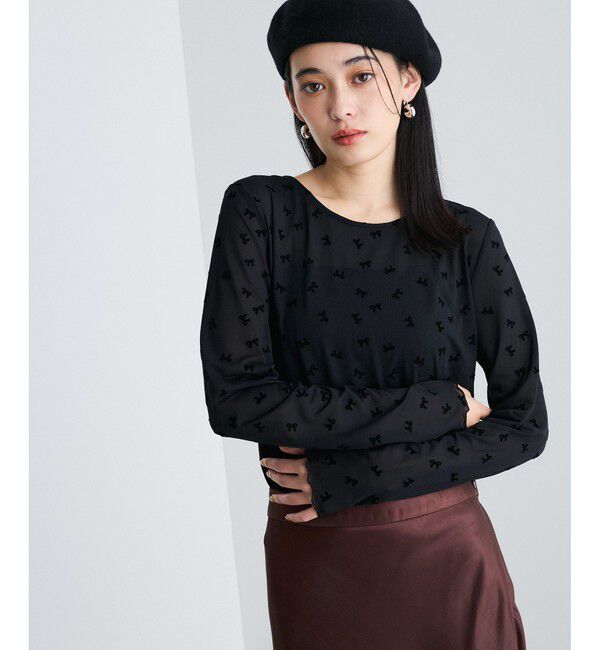 VIS「シアードット＆リボン柄プルオーバー」|Tシャツ・カットソー|