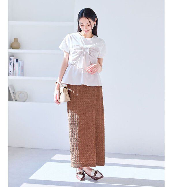 VIS「【新色追加】【美easy】ねじりリボンTシャツドッキングプルオーバー【接触冷感/洗える】」|Tシャツ・カットソー|