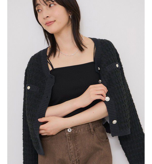 VIS「ファンシーツイードメタルボタンカーディガン」|カーディガン|