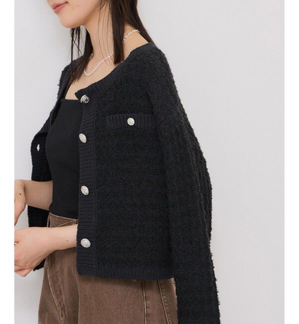 VIS「ファンシーツイードメタルボタンカーディガン」|カーディガン|