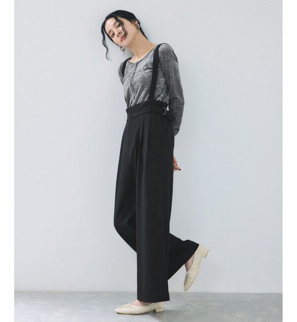 VIS「サスペンダー付き2WAYワイドパンツ」|チノ|ブラック(01)