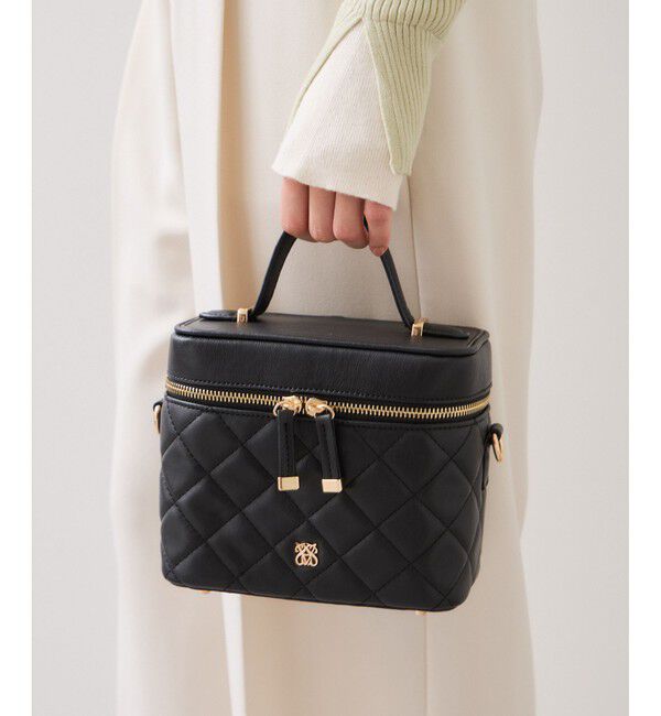 VIS「ファーハンドルキルティング＆ツイードバニティバッグ/2WAY」|ハンドバッグ|