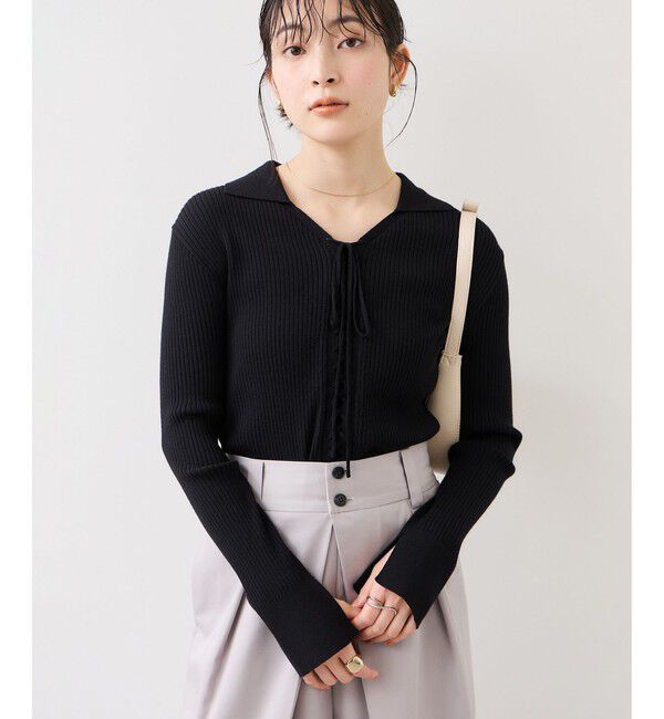 VIS「レースアップリブニット」|ニット・セーター|