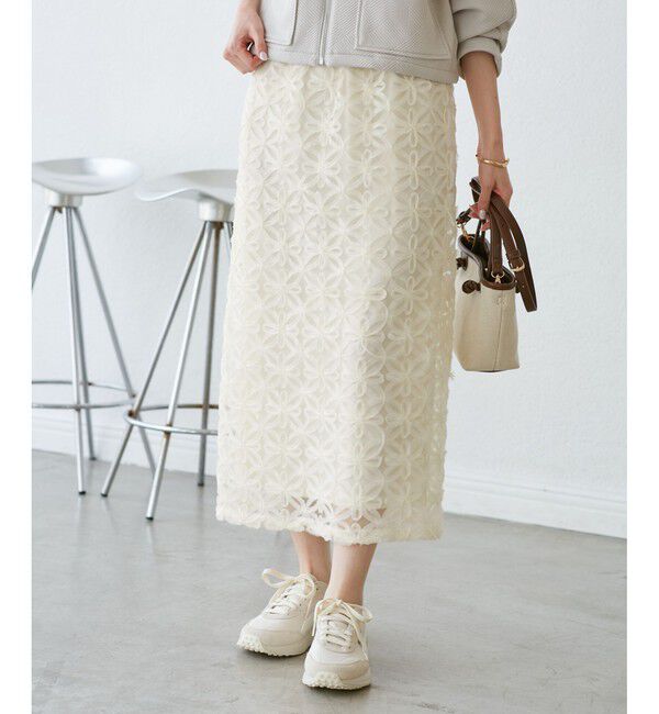 Rope&rsquo;Picnic「フラワーチュールレースアイラインスカート」|スカート|