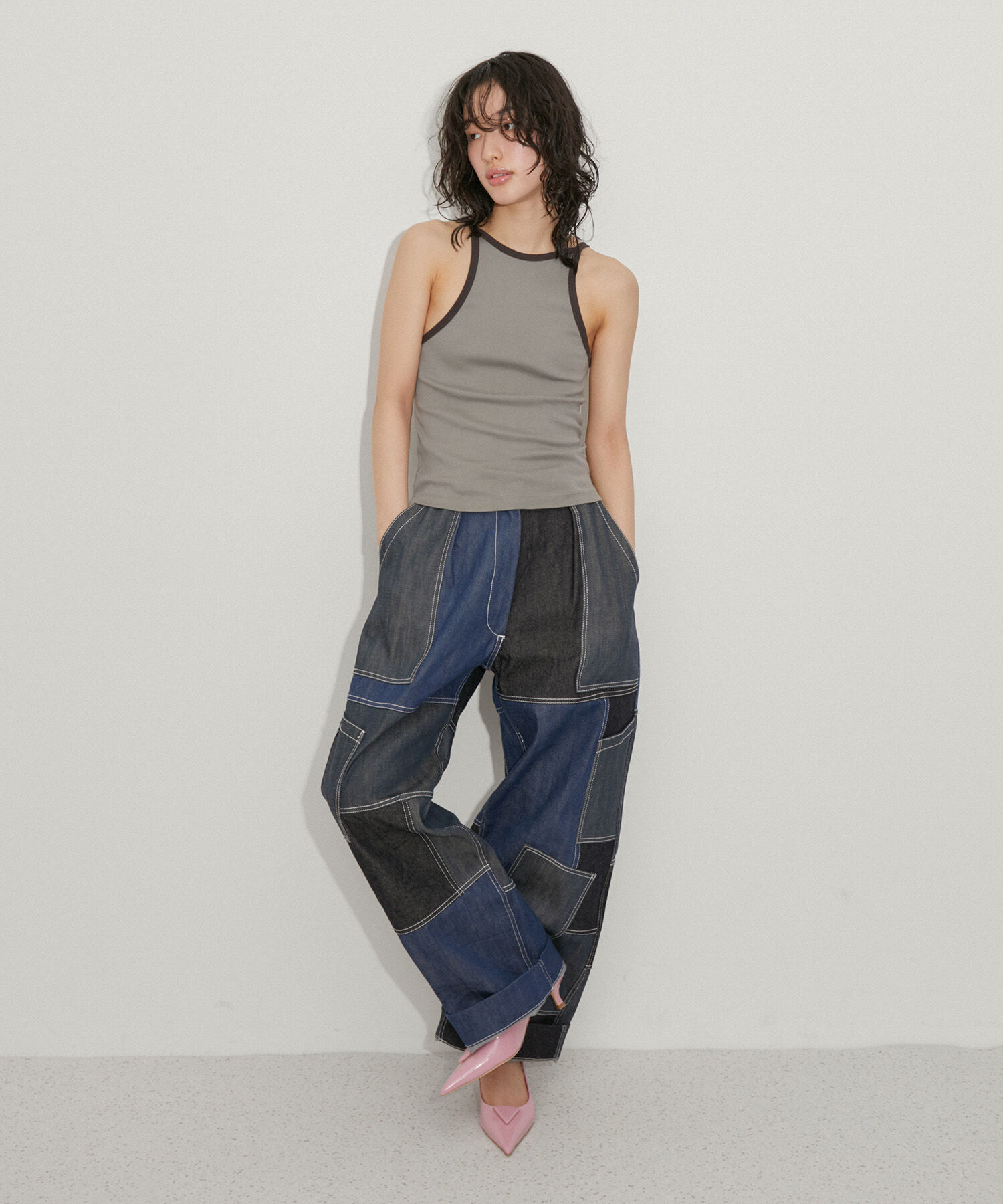 ADAM ET ROPE'「【Allege.for ADAM ET ROPE'】BI COLOR TANK TOP」|キャミソール|