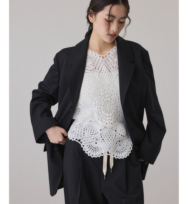 ADAM ET ROPE'「クロシェニットビスチェ」|キャミソール|ホワイト(10)