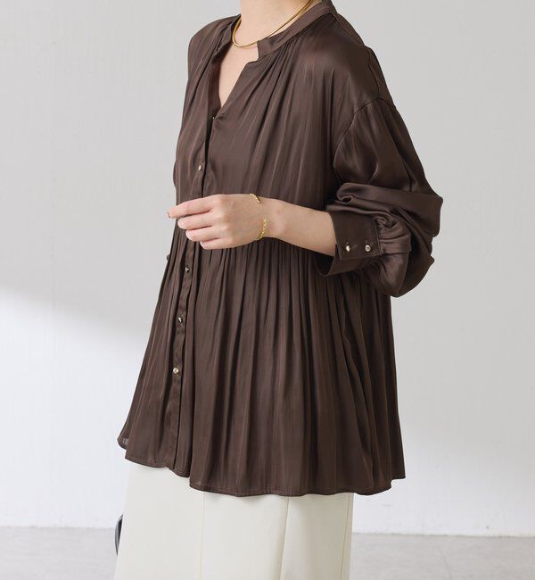  「割繊サテンスキッパーブラウス」|シャツ・ブラウス|