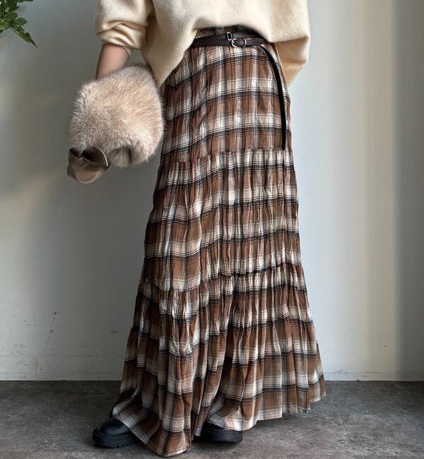  「チェックワッシャースカート」|スカート|