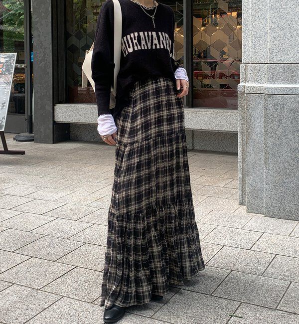  「チェックワッシャースカート」|スカート|
