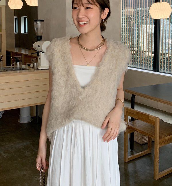  「【REI企画カラーあり】【前後2WAY】シャギーニットベスト」|ニット・セーター|