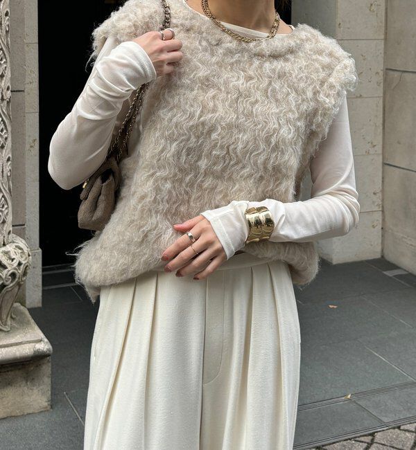  「【REI企画カラーあり】【前後2WAY】シャギーニットベスト」|ニット・セーター|